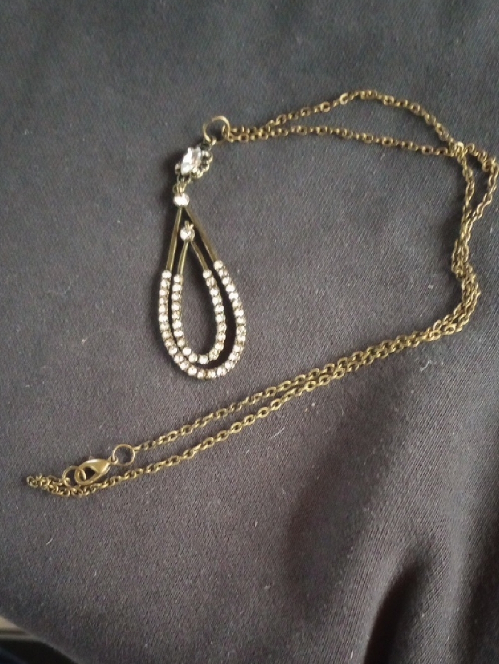 Hand Crafted Gold Teardrop Crystal Necklace